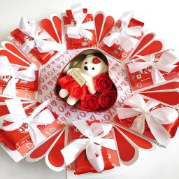 Heart Box Birthday Chocolate Explosion Box with Teddy and Flowers Paper Gift Box-17