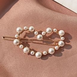 Proplady Unisex Kids White & Gold-Toned Embellished French Barrette-image-41