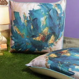 soumya Cream Floral Polyester Blend 24 x 24 Inches Cushion Covers (Set of 2)-picture-14