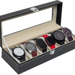 6 Slot Watch Storage Holder with Transparent Glass-Watch Case Watch Box-image-30