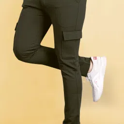 Men Self Design Green Track Pants-image-54