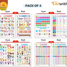 Pack of 4 ALPHABET&NUMBER1-10NUMBER&FRACTION&MATHKEYWORD COLOURS&SHAPES AND MORE-image-38