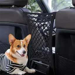 Car Mesh Organizer 3-Layer, Dog Net Between Car Seats,Barrier Backseat Mesh Net Car Storage Bag-image-9