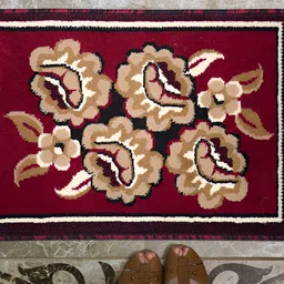 Carpet Galore Red & Beige Patterned Water-Resistant Door Mat-image-88