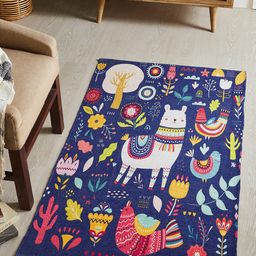 Mona B Blue & Pink Printed Anti-Skid Vintage Dhurrie Carpet-image-65