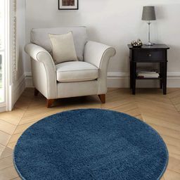 Saral Home Blue Solid Round Anti-Skid Floor Mats & Dhurries-20