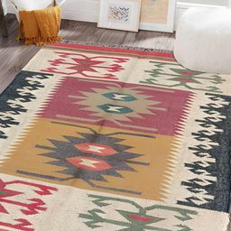 Budhrajrugs Brown & Red Self Design Reversible Dhurrie-17