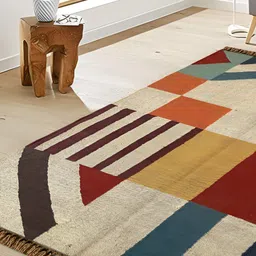Budhrajrugs Maroon & Beige Geometric Reversible Rectangle Dhurrie-image-38