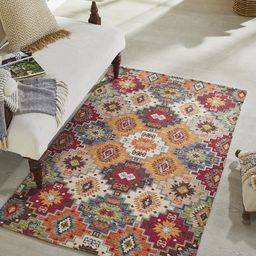 Mona B Yellow & Red Printed Anti-Skid Dhurrie Carpet-picture-21