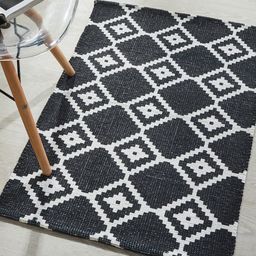 Mona B Black & White Printed Vintage Anti-Skid Dhurrie Carpet-15