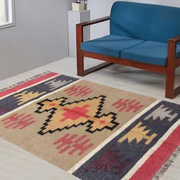 Budhrajrugs Beige & Grey Geometric Cotton Reversible Rectangular Dhurrie-picture-58