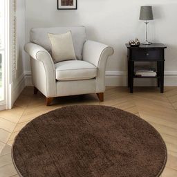 Saral Home Brown Solid Anti-Skid Round Cotton Floor Mats-23