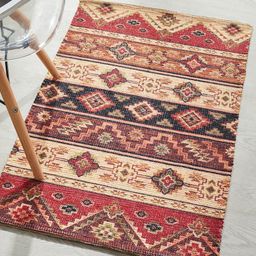 Mona B Red & Beige Printed Vintage Anti-Skid Dhurrie Carpet-20