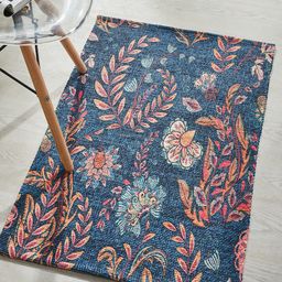 Mona B Blue & Pink Printed Vintage Anti-Skid Dhurrie Carpet-27