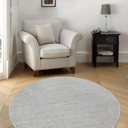 Saral Home Grey Solid Cotton Anti-Skid Shaggy Round Floor Mats-15