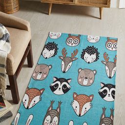 Mona B Blue & Grey Printed Vintage Anti-Skid Dhurrie Carpet-picture-35
