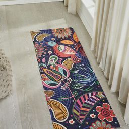 Mona B Blue & Orange Ethnic Motifs Printed Vintage Anti-Skid Floor Runner-23