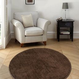 Saral Home Brown Solid Cotton Anti-Skid Shaggy Round Floor Mat-55
