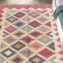 Budhrajrugs Red Geometric Woollen Jute Rectangle Dhurrie-picture-21