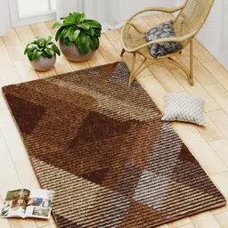 BIANCA Khaki Soft-Fluffy Area-Rug Carpet With Non-Slip Rubber Backing-30