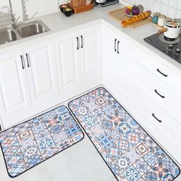 Kuber Industries Blue & Orange 2 Pieces Soft & Absorbent Non-Woven Floor Mat-19