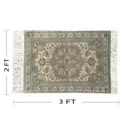 SAJAVAT Green & Beige Floral Patterned Hand Woven Rectangular Dhurrie image 4