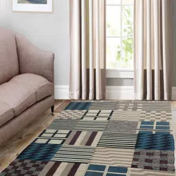 Budhrajrugs Beige & Blue Geometric Reversible Rectangle Dhurrie-picture-53