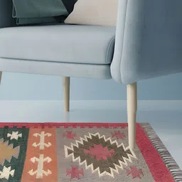 Budhrajrugs Red & Green Geometric Woven Rectangular Dhurrie-30
