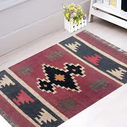 Budhrajrugs Red & Green Geometric Woven Rectangular Dhurrie-picture-22