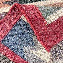 Budhrajrugs Red & Grey Geometric Woven Rectangular Dhurrie image 4