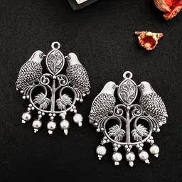 Sangria German Silver-Plated Beaded Drop Earrings-14