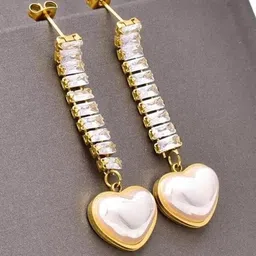 KRYSTALZ Gold-Plated Stainless Steel Contemporaty Drop Earrings-29