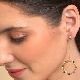 SOHI Women Gold Plated Contemporary Drop Earrings-12