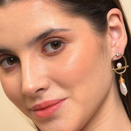 SOHI Gold-Plated Contemporary Drop Earrings-45
