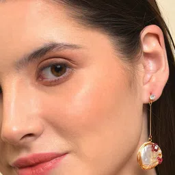 SOHI Gold-Plated Contemporary Drop Earrings-34
