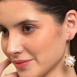 SOHI Gold-Plated Contemporary Drop Earrings-28