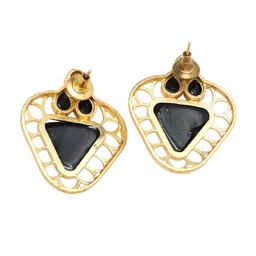 Ozanoo Gold Plated Stone Studded Triangular Shaped Stud Earrings image 2
