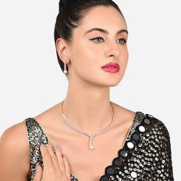 AMI Rose Gold-Plated CZ-Studded & Beaded Necklace and Earrings image 2