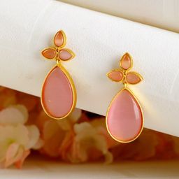 Jazz and Sizzle Gold-Plated Contemporary Stone Studded Tear Drop Earrings-image-75