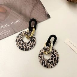 Yellow Chimes Black Golden Linked Round Circle Attached Drop Earrings image 1
