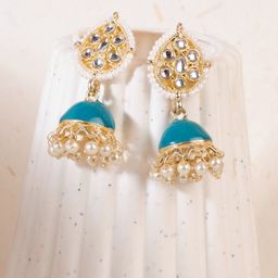 House of Pataudi Gold-Plated Kundan Studded & Pearl Beaded Earrings-13