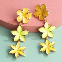 Yellow Chimes Gold-Plated Floral Drop Earrings-24