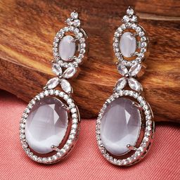 Kennice Rhodium-Plated Oval Drop Earrings-28