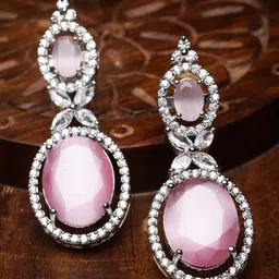 Kennice Rhodium-Plated Oval Drop Earrings-image-62