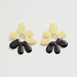 MANGO Black & Yellow Floral Drop Earrings-15