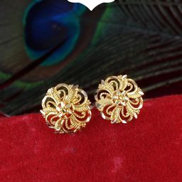 MEENAZ Gold-Plated Floral Drop Earrings-image-34