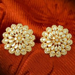 MEENAZ Gold-Plated Floral Studs Earrings-14