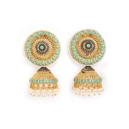 Anouk Brass-Plated Beaded Floral Jhumkas-image-38