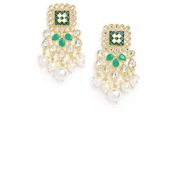Anouk Silver-Toned Silver-Plated Floral Drop Earrings-image-11