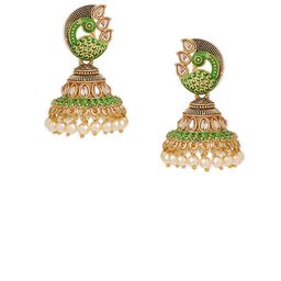 Anouk Brass-Plated Beaded Floral Jhumkas-image-40